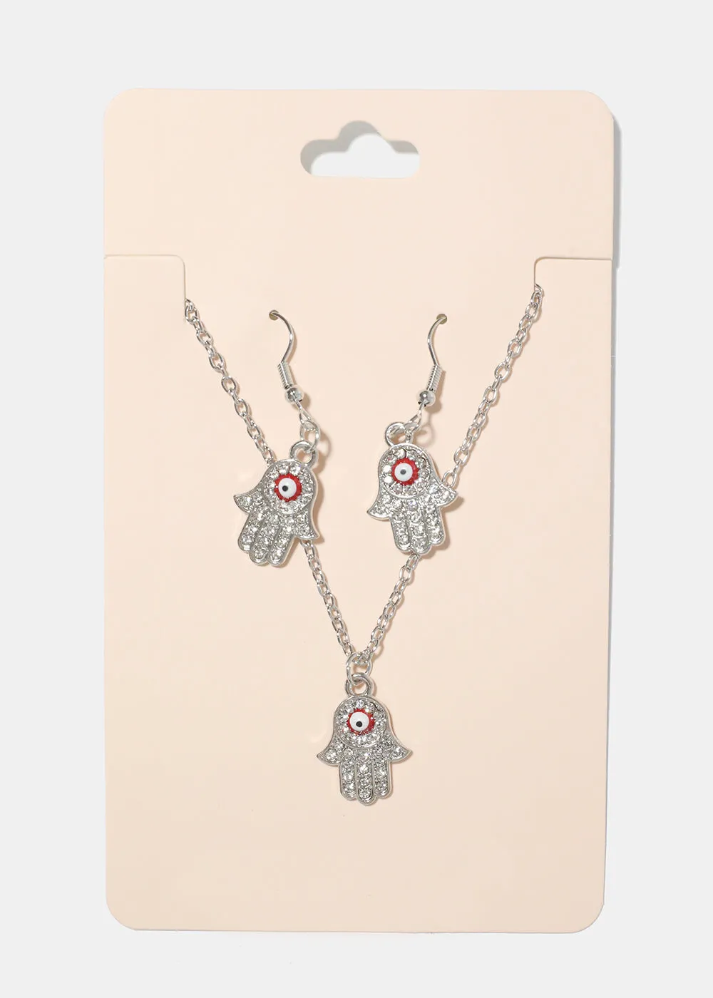 Hamsa Hand Necklace & Earring Set