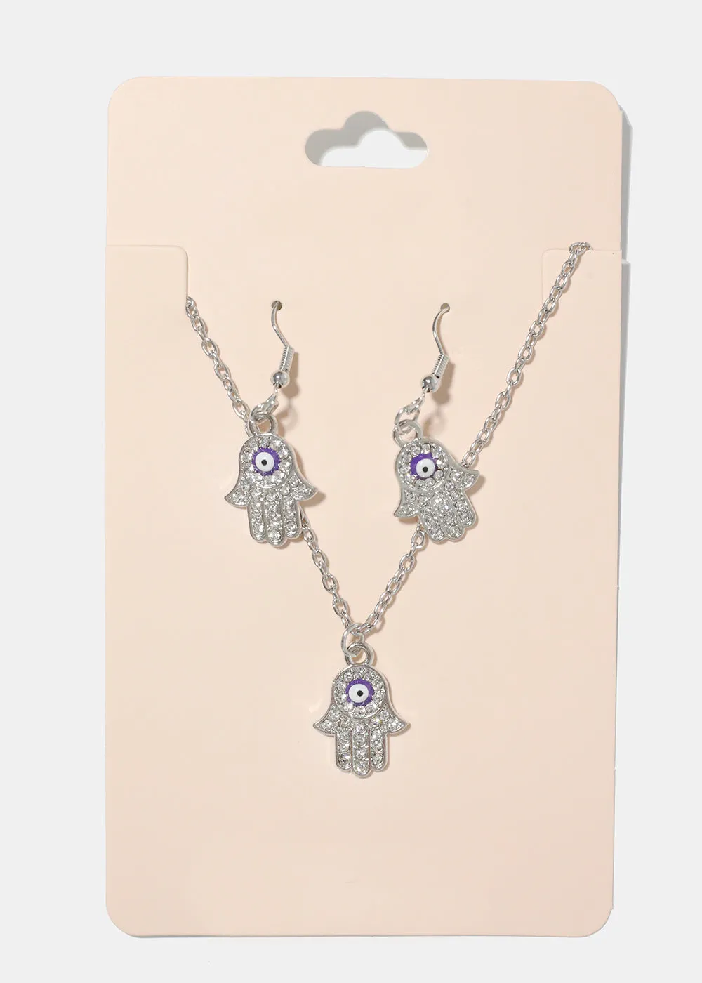 Hamsa Hand Necklace & Earring Set