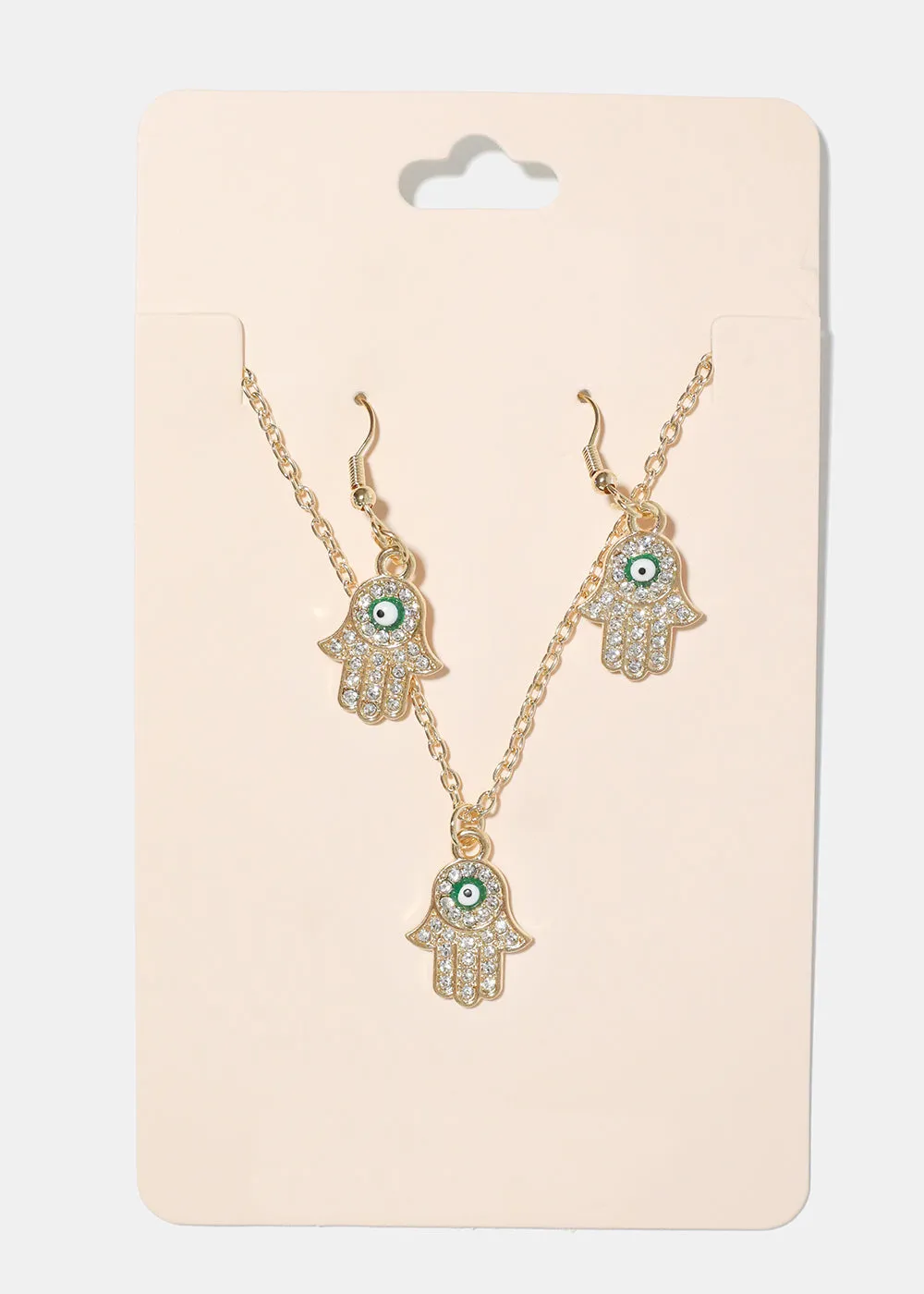 Hamsa Hand Necklace & Earring Set