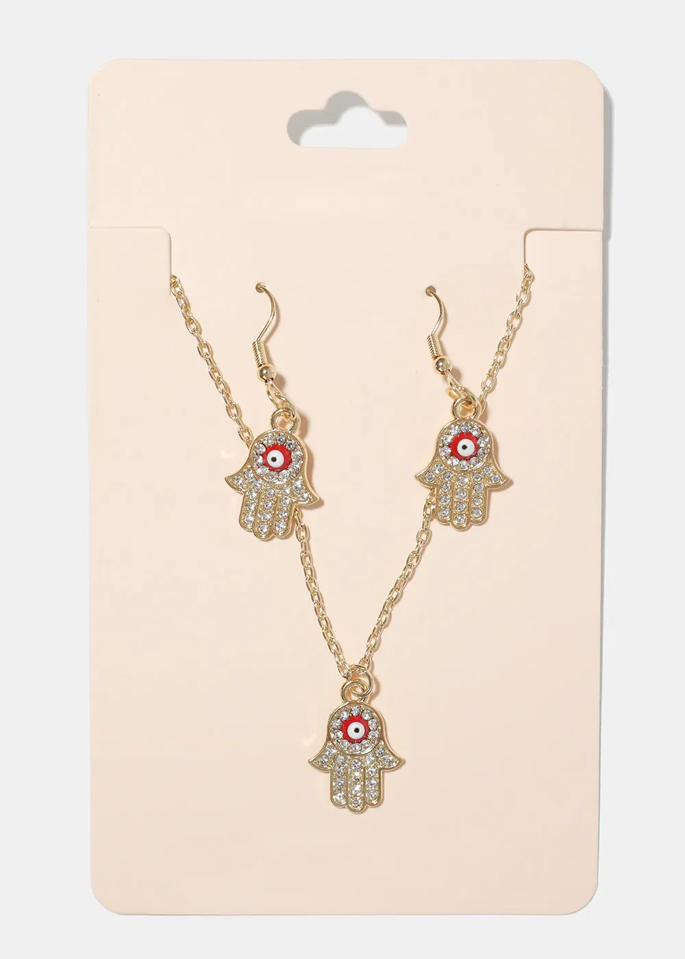 Hamsa Hand Necklace & Earring Set