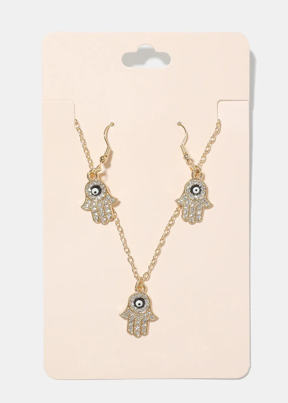 Hamsa Hand Necklace & Earring Set