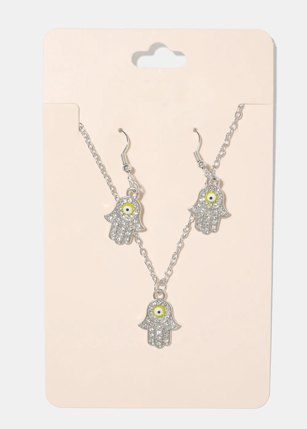 Hamsa Hand Necklace & Earring Set