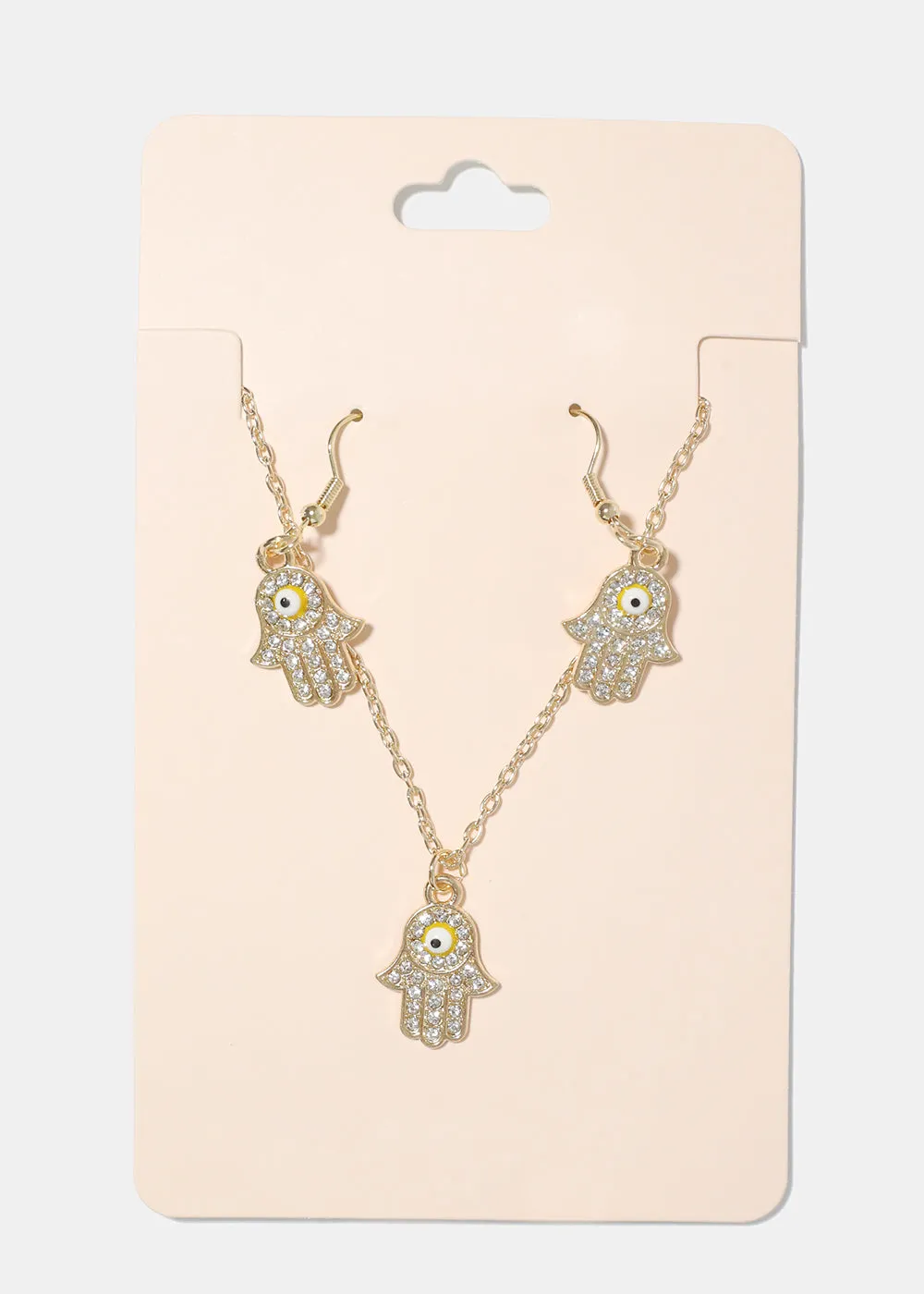 Hamsa Hand Necklace & Earring Set