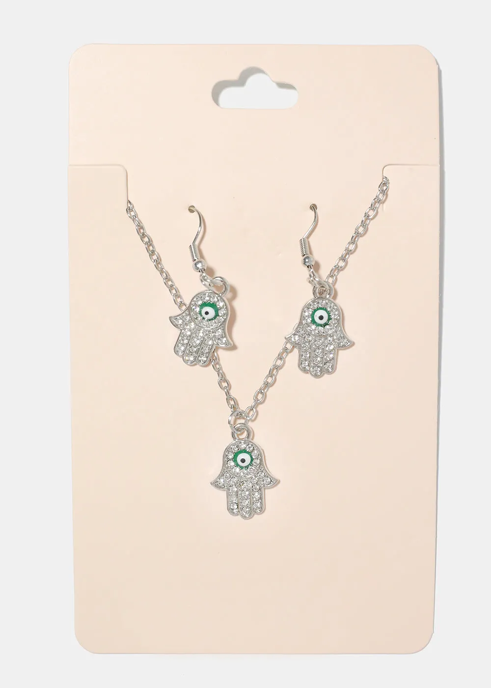 Hamsa Hand Necklace & Earring Set