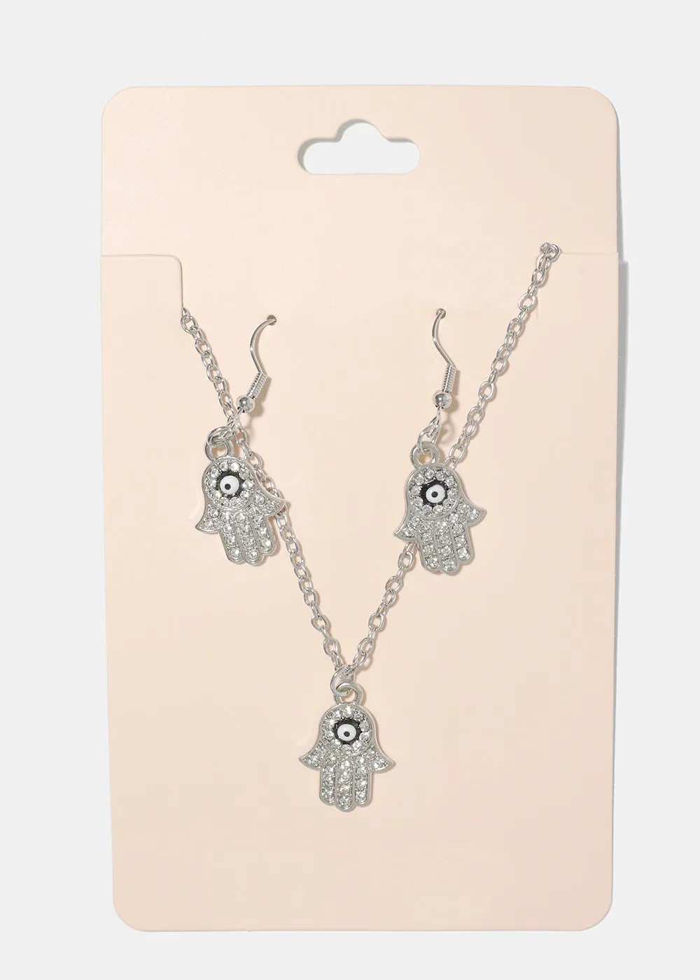 Hamsa Hand Necklace & Earring Set