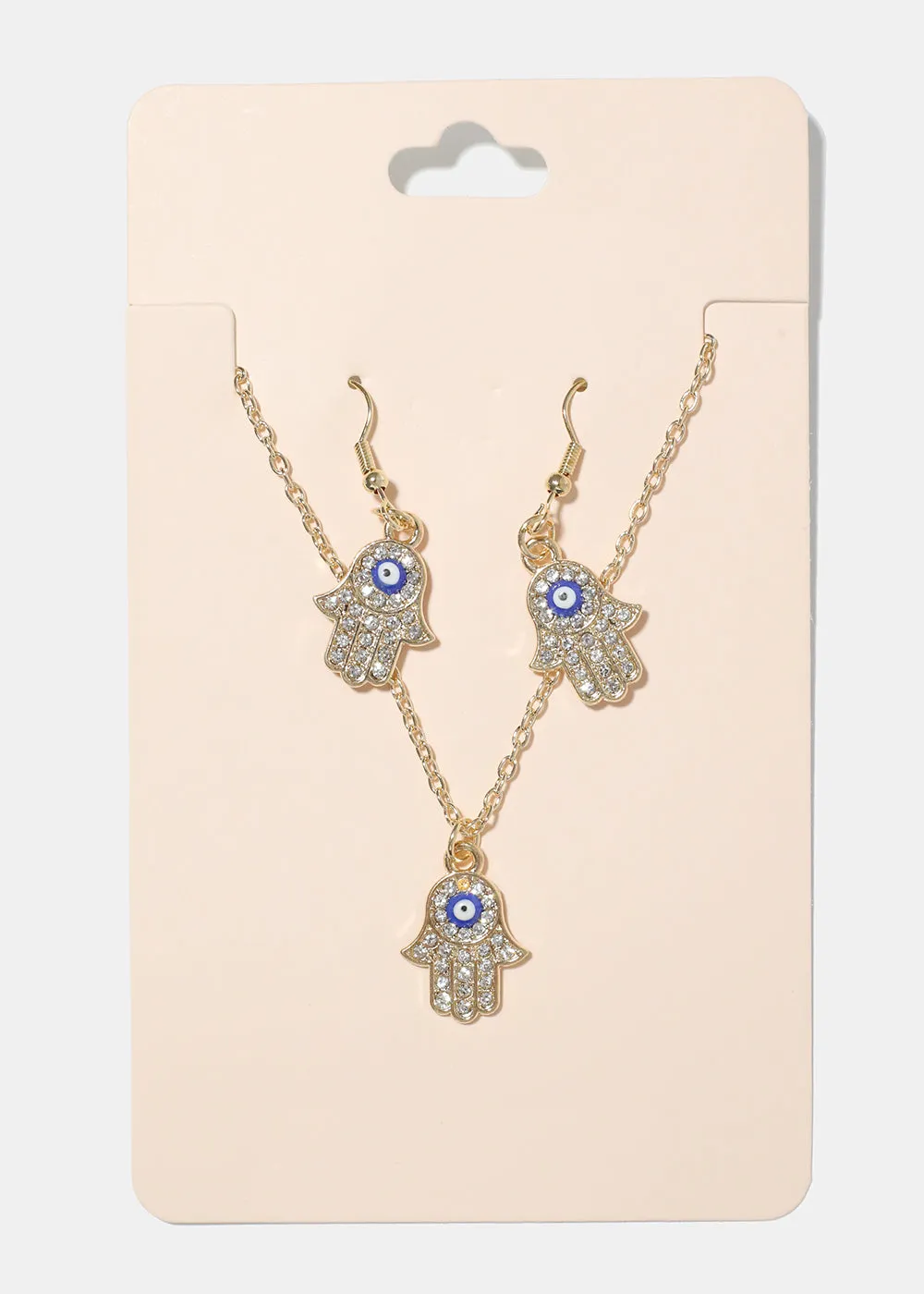 Hamsa Hand Necklace & Earring Set