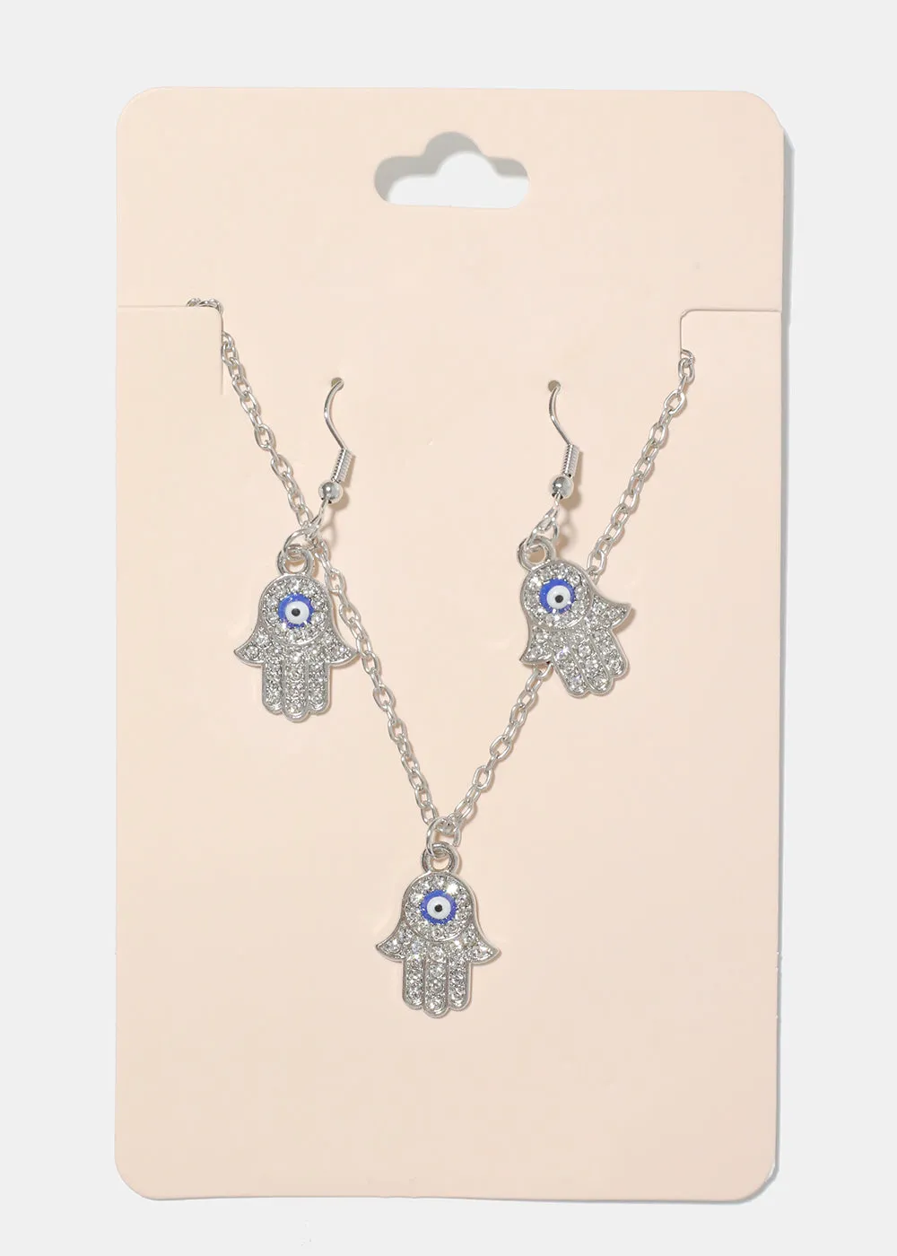 Hamsa Hand Necklace & Earring Set