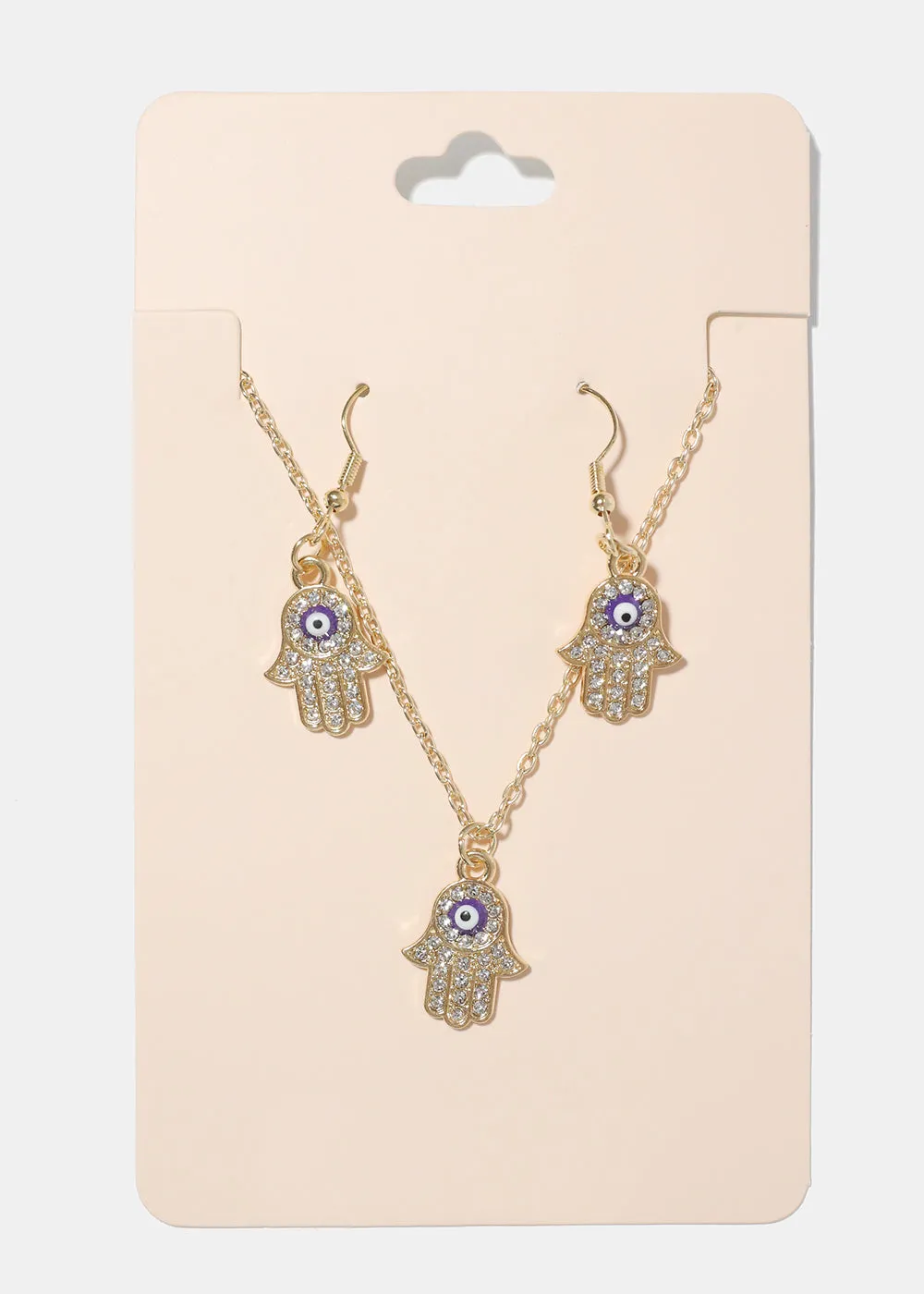 Hamsa Hand Necklace & Earring Set