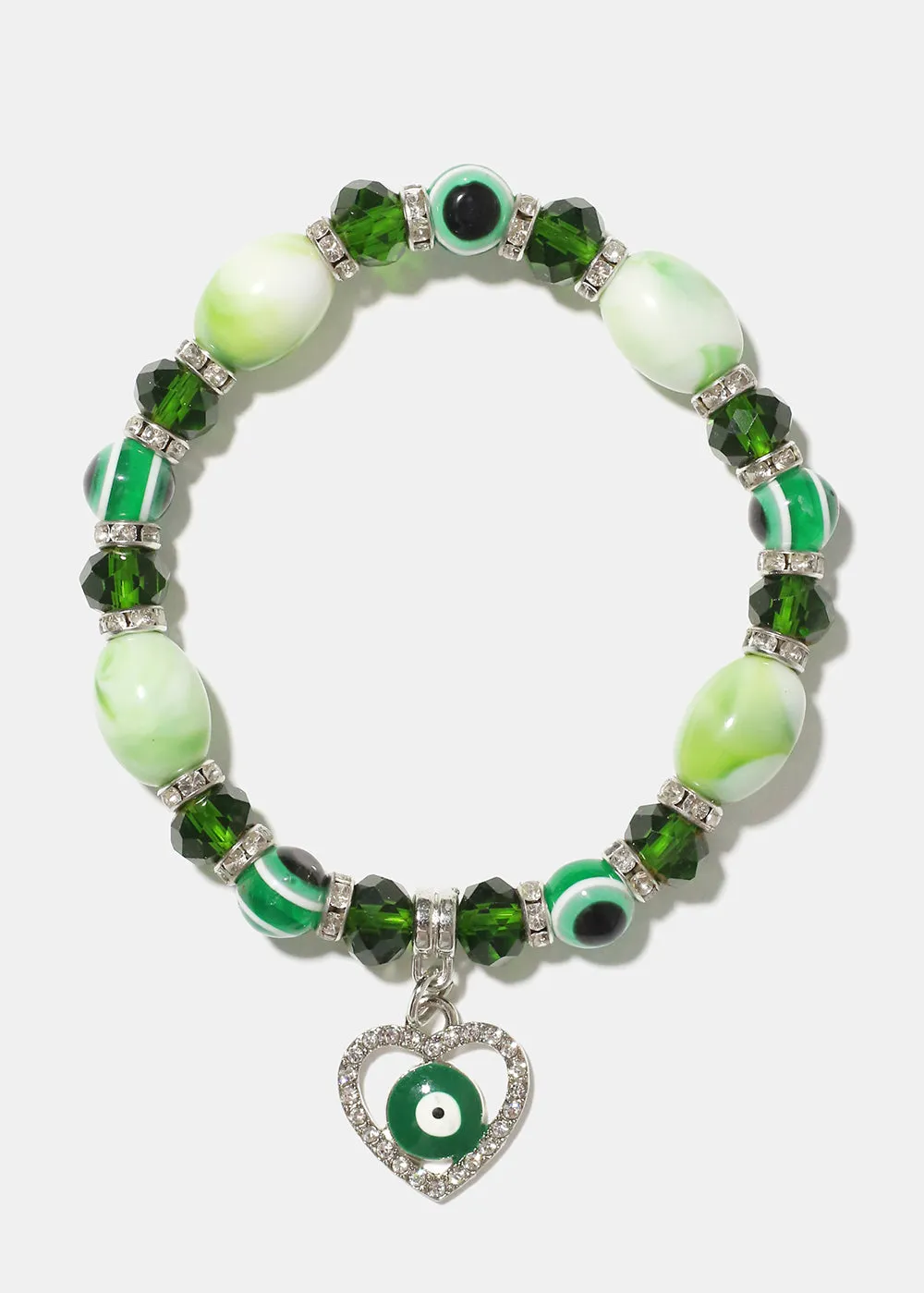 Heart & Evil Eye Beaded Bracelet