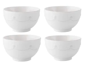 Juliska Berry and Thread Round Cereal/Ice Cream Bowl Whitewash Set of 4