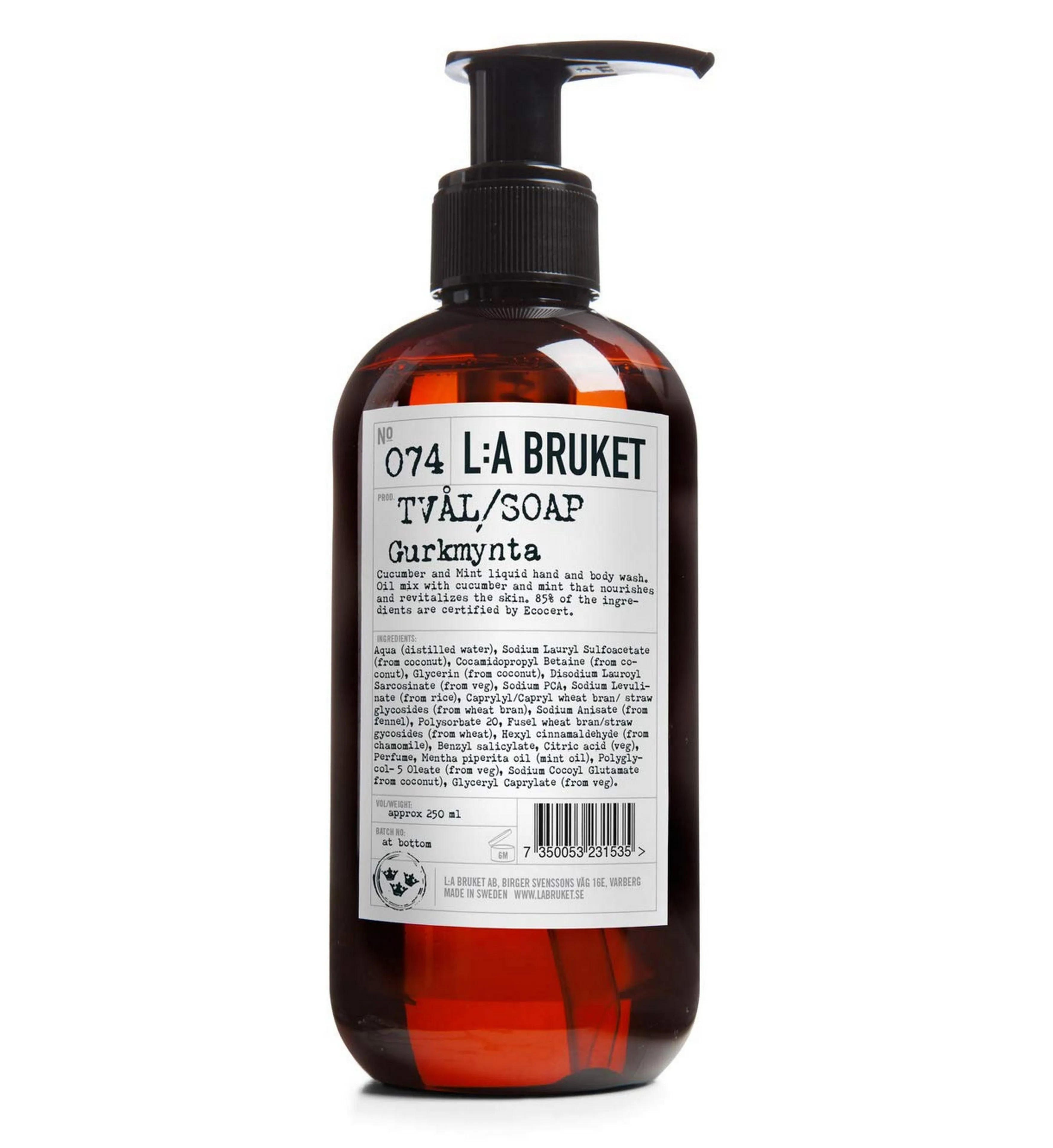 L:A Bruket No. 074 Cucumber/Mint Hand & Body Wash - 250 ml