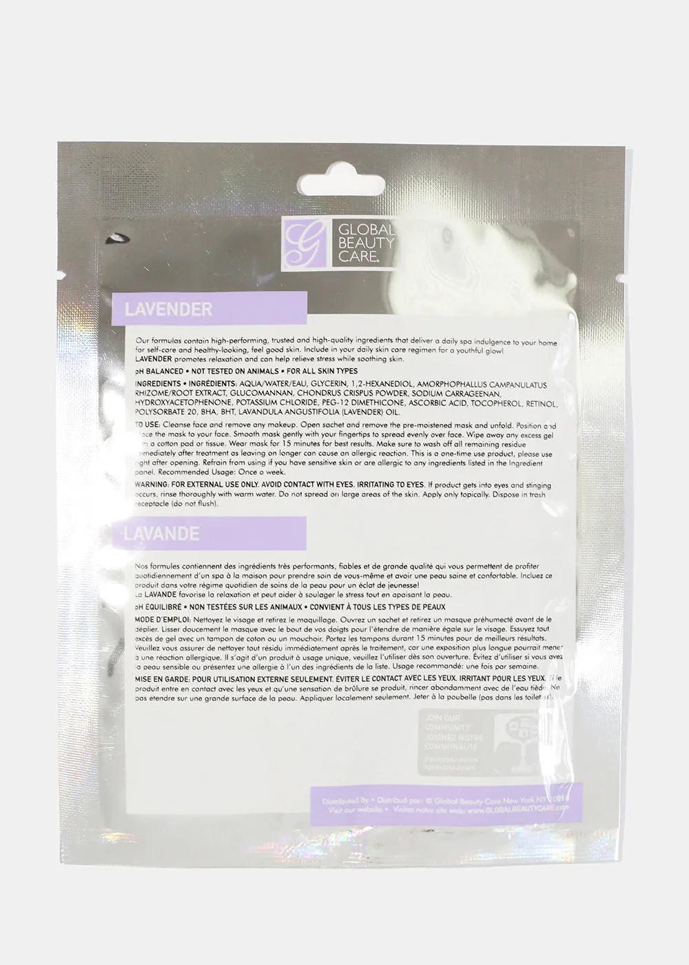 Lavender Hydrogel Face Mask