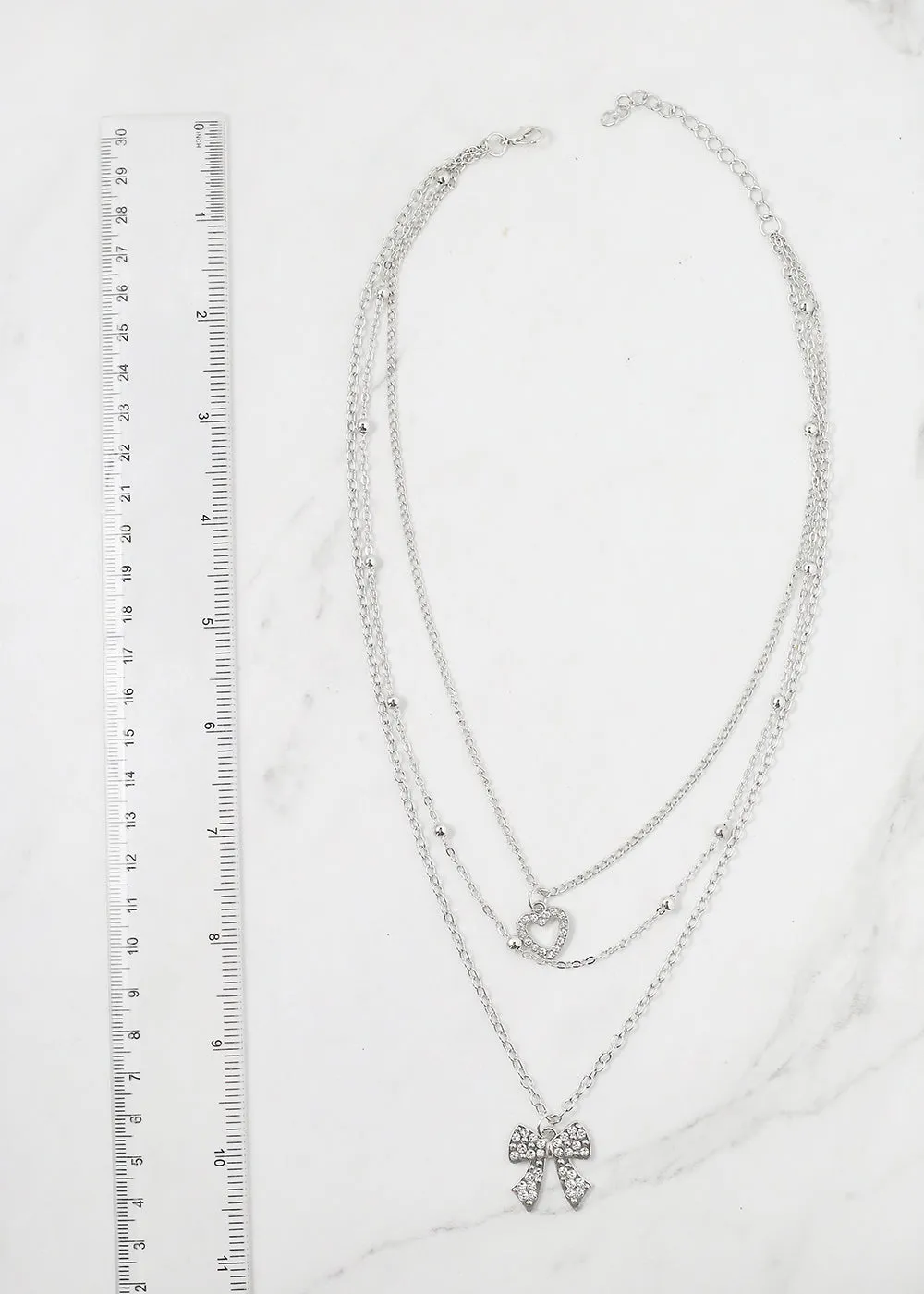 Layered Bow and Heart Necklace