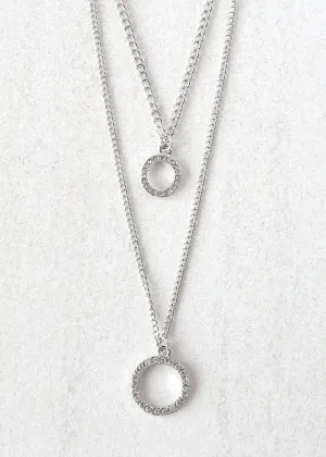 Layered Necklace with Circle Pendant