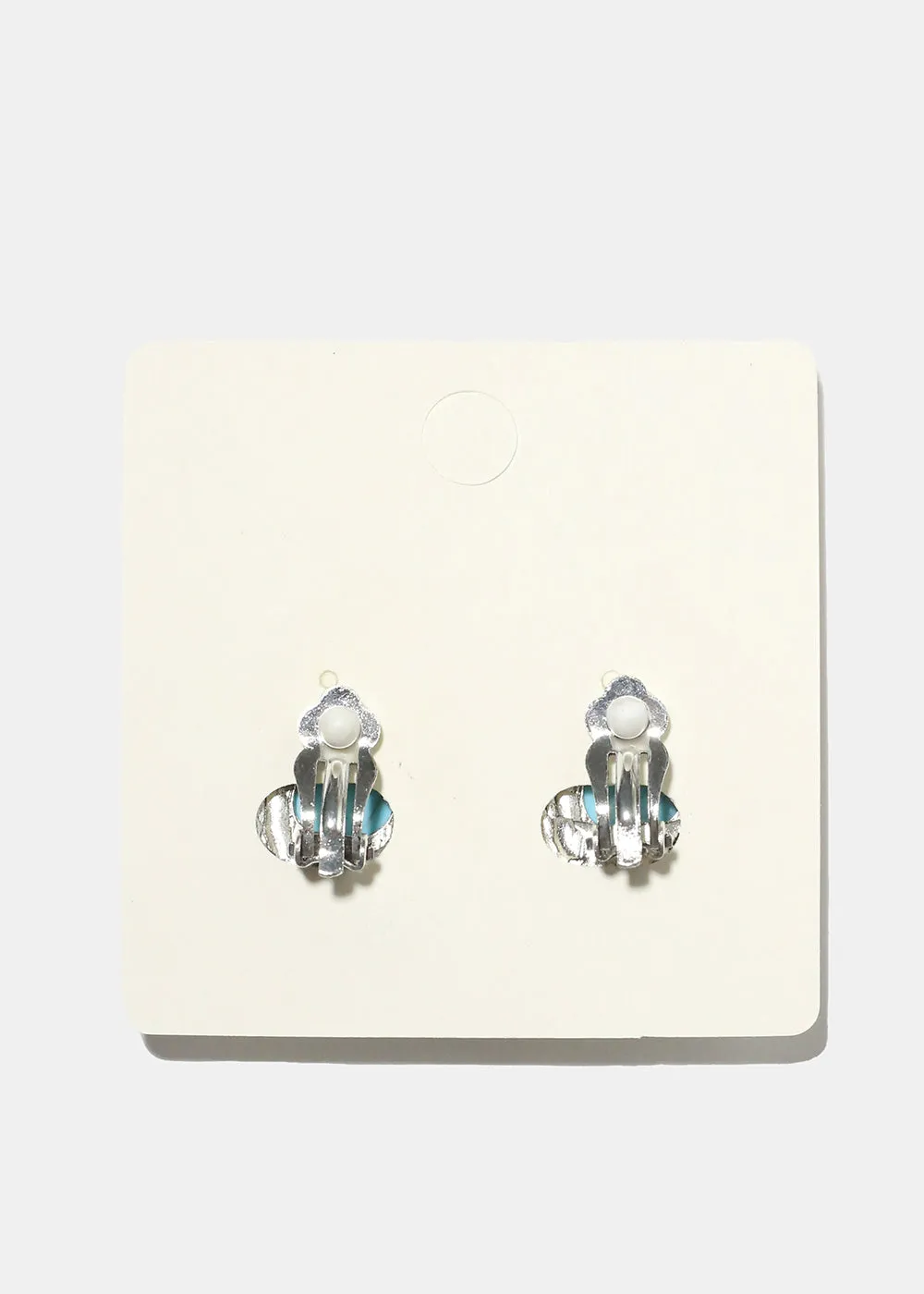 Marble Circle Clip Earrings