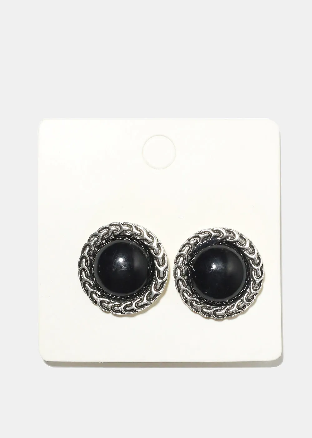 Marble Circle Clip Earrings