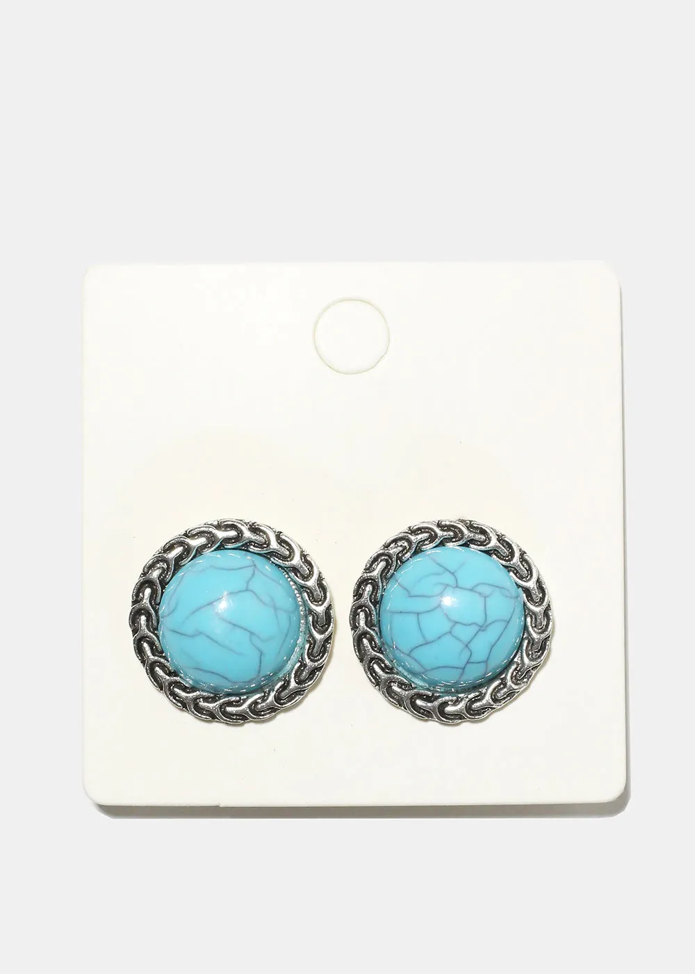 Marble Circle Clip Earrings