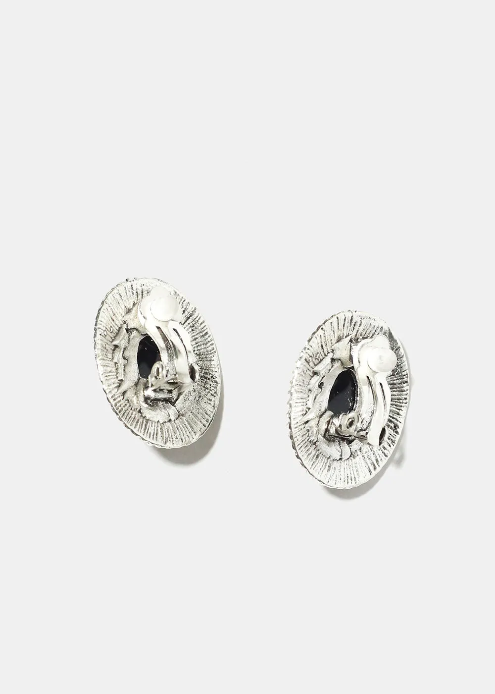 Marble Oval Clip On Earrings