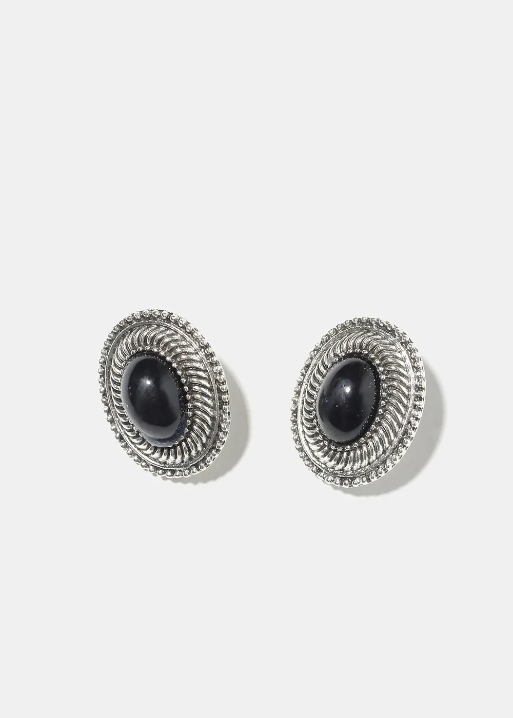 Marble Oval Clip On Earrings