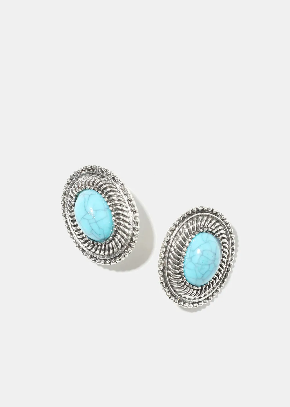 Marble Oval Clip On Earrings