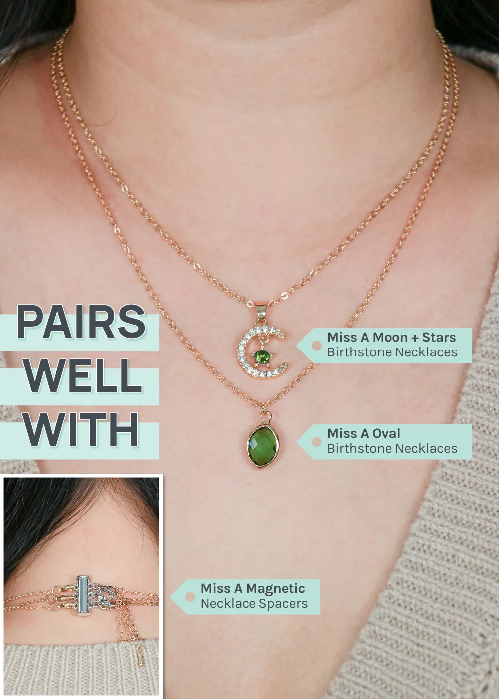 Miss A Birthstone Necklace - Oval