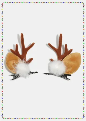 Miss A Christmas Hair Clips - Fur Antlers