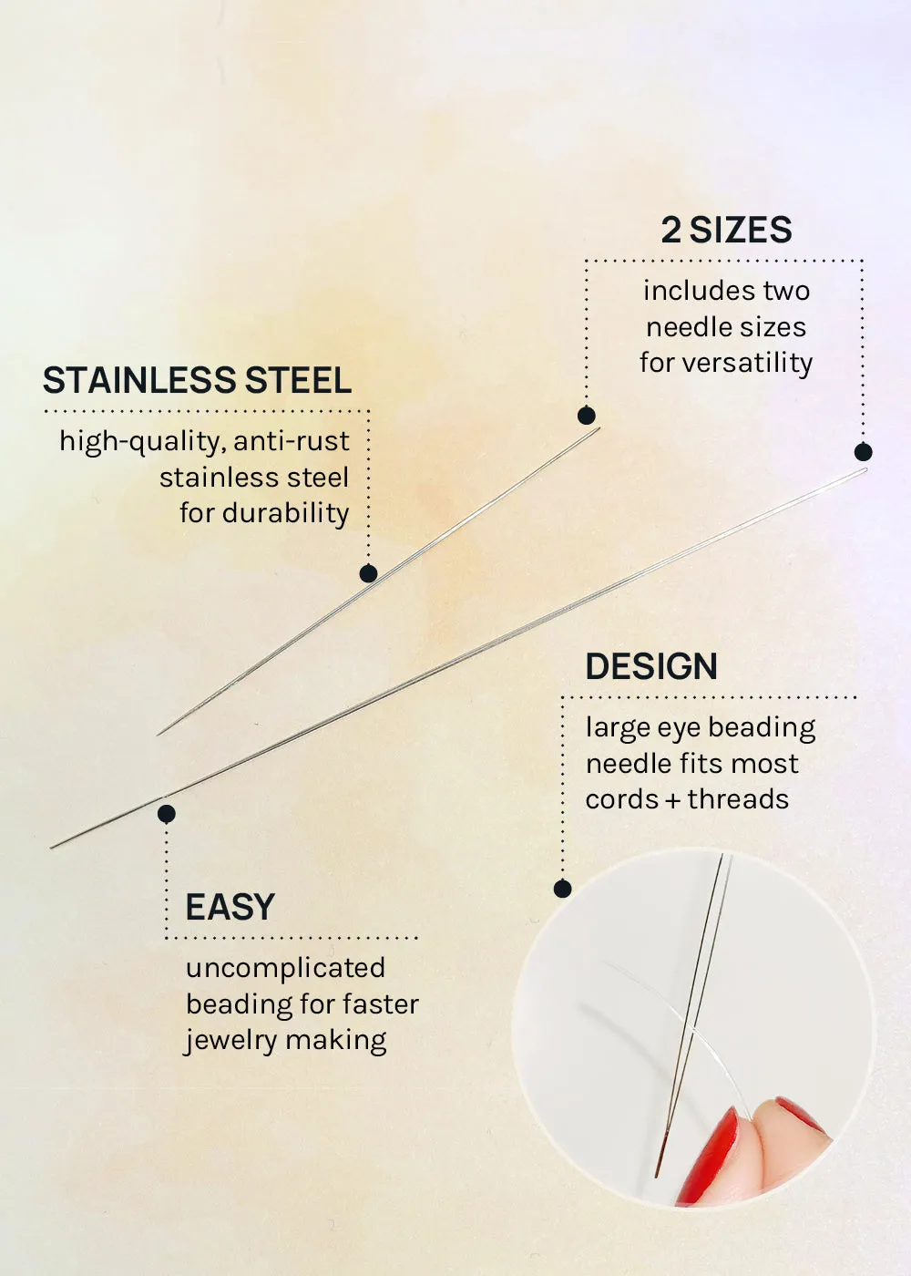 Miss A Stainless Steel Beading Needles