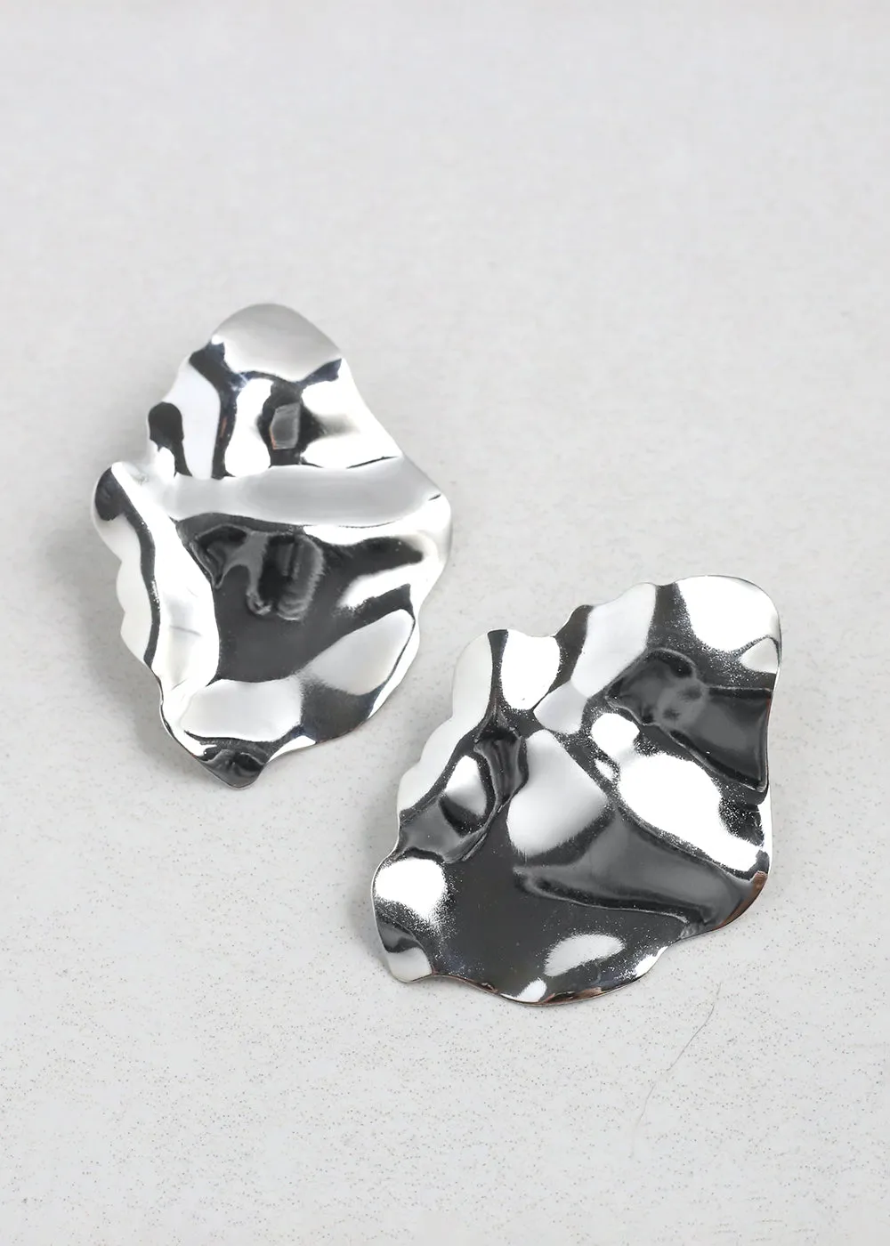 Modern Hammered Metal Statement Earrings
