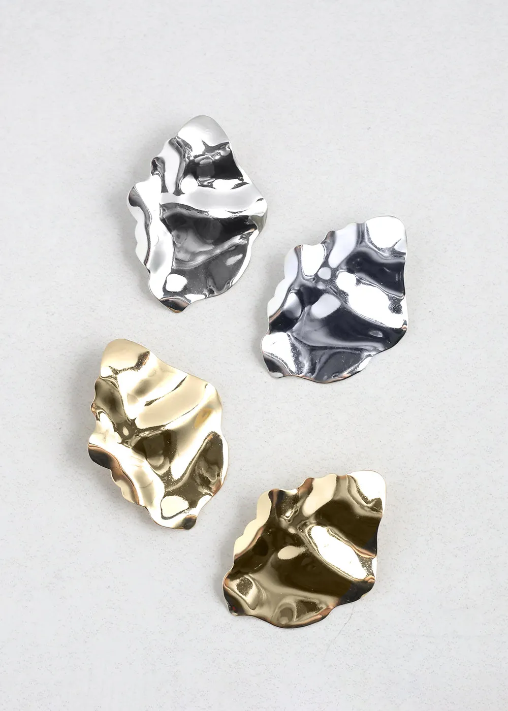 Modern Hammered Metal Statement Earrings