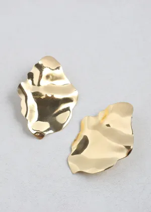 Modern Hammered Metal Statement Earrings