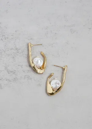 Modern Textured Pearl Dangle Earrings