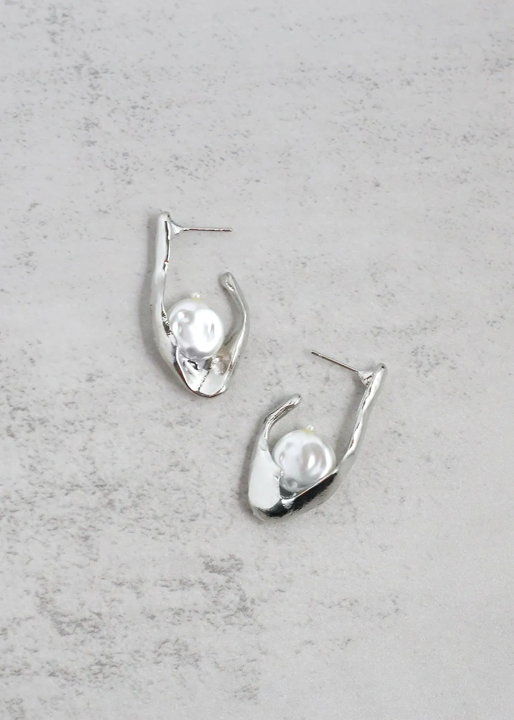 Modern Textured Pearl Dangle Earrings