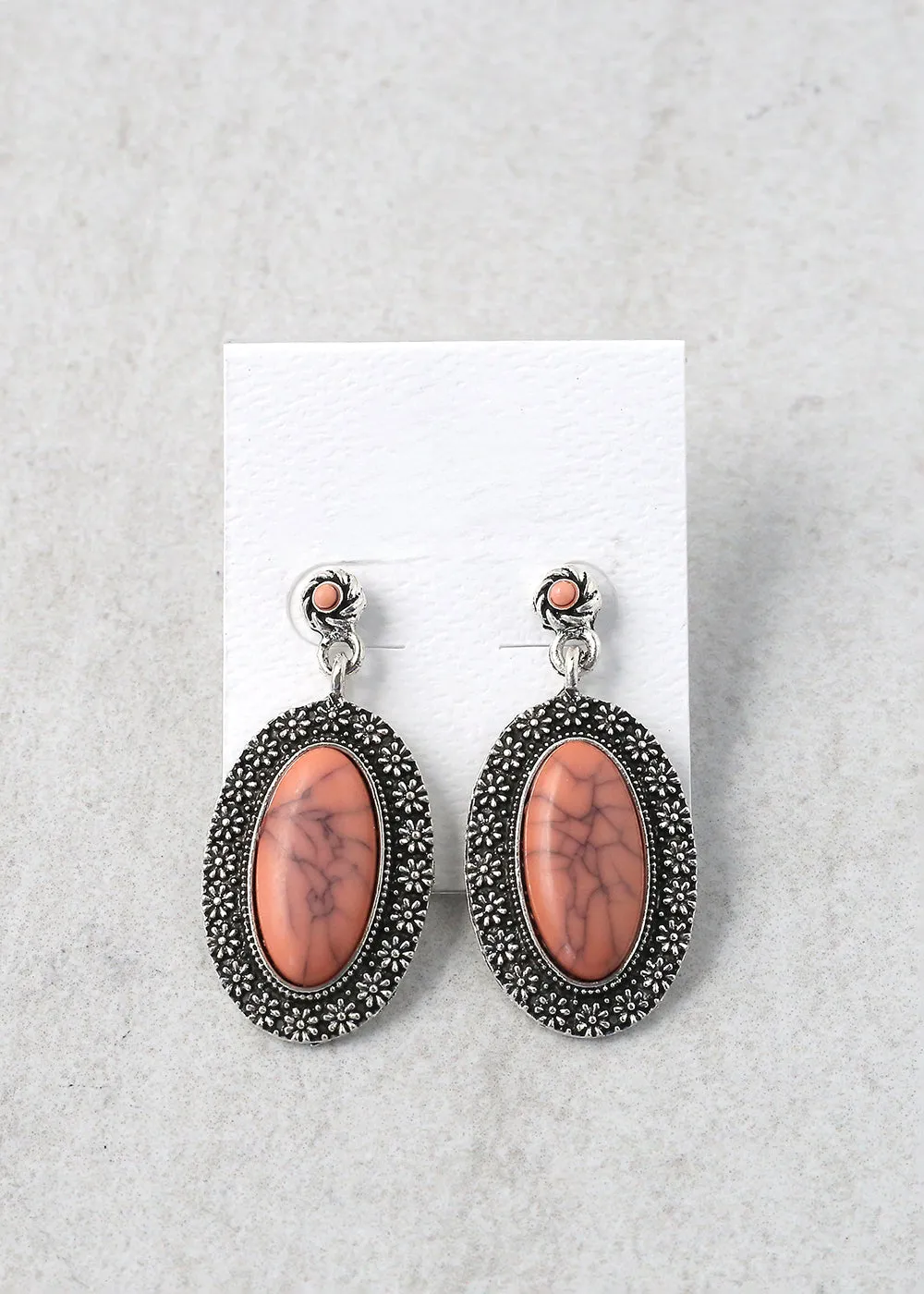 Oval Gemstone Drop Earring