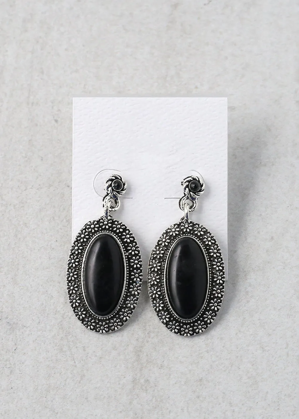 Oval Gemstone Drop Earring
