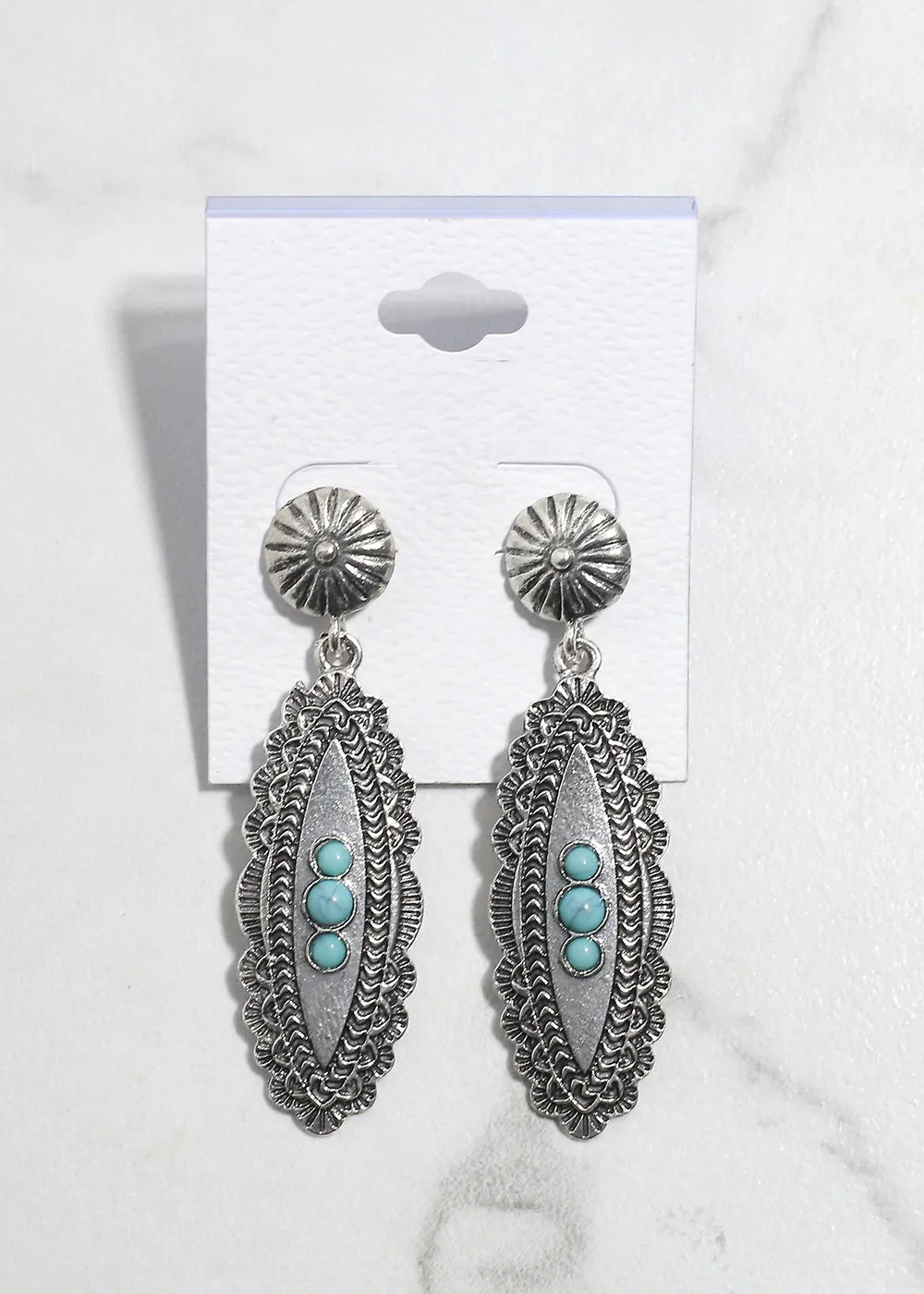 Oval Stone Dangle Earrings