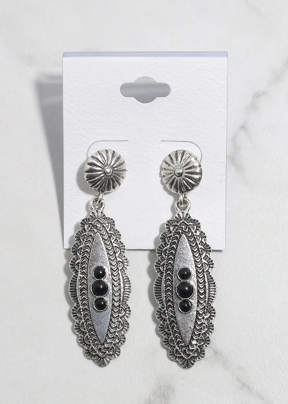 Oval Stone Dangle Earrings