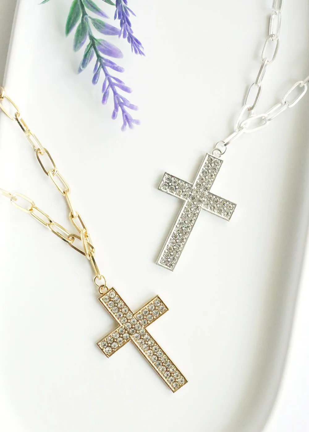Rhinestone Cross Necklace