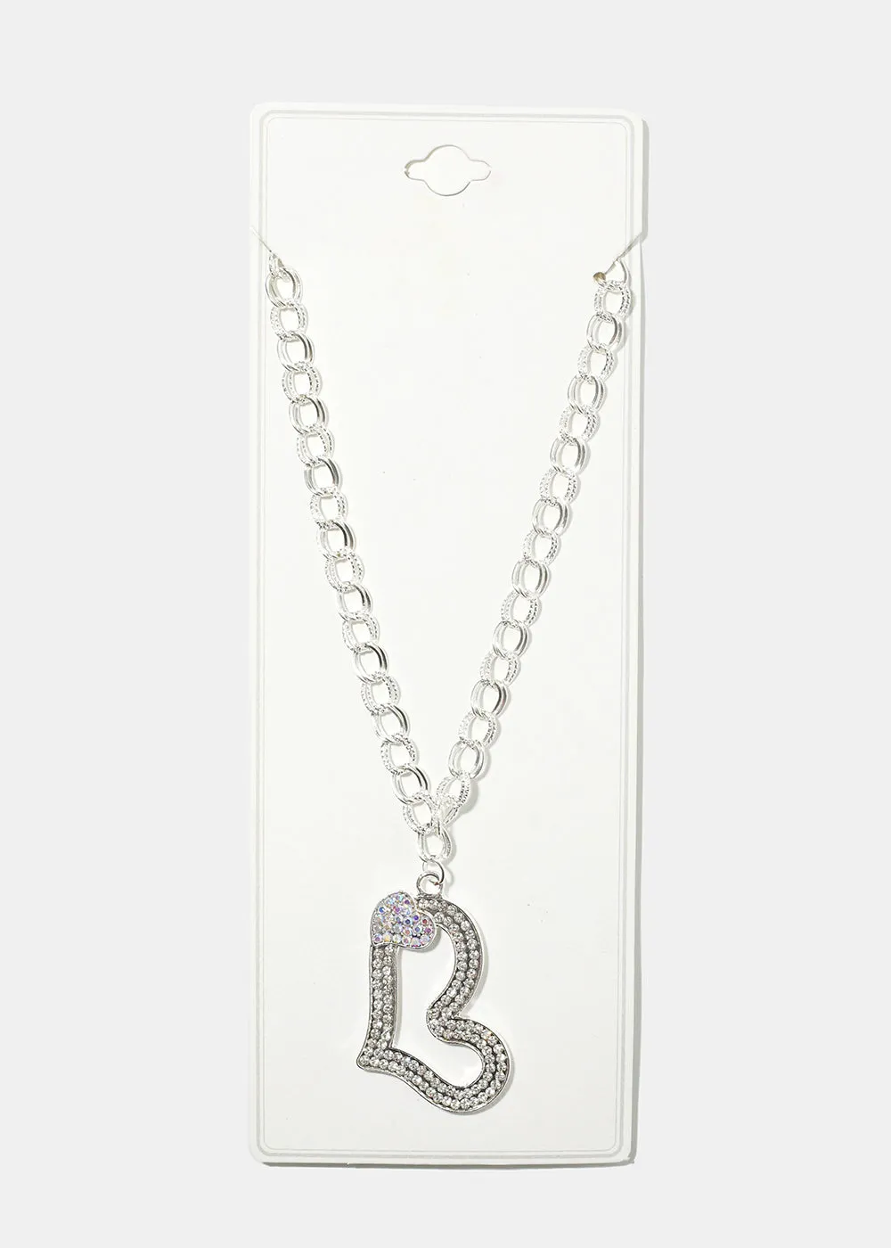 Rhinestone Heart Charm Necklace