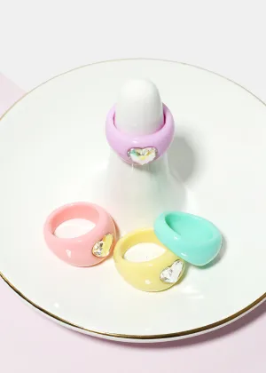 Rhinestone Heart Ring