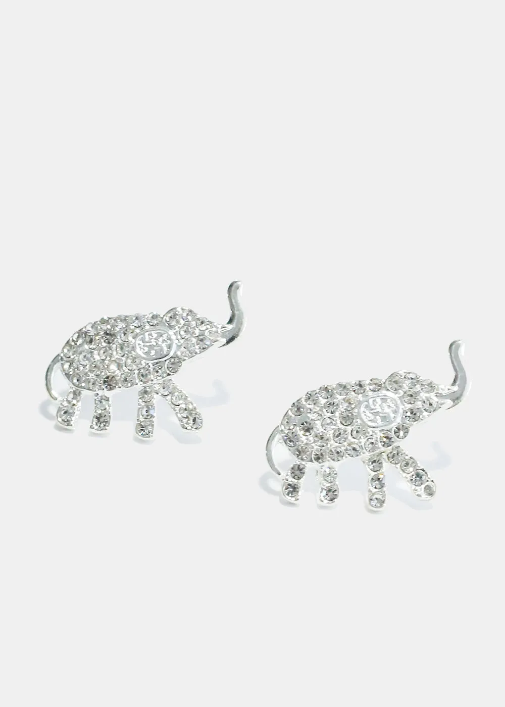 Rhinestone Studded Elephant Earrings