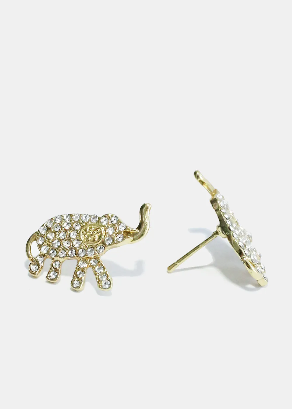 Rhinestone Studded Elephant Earrings