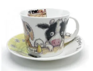 Roy Kirkham Please Shut the Gate 'Farm' Breakfast Cup & Saucer in Fine Bone China