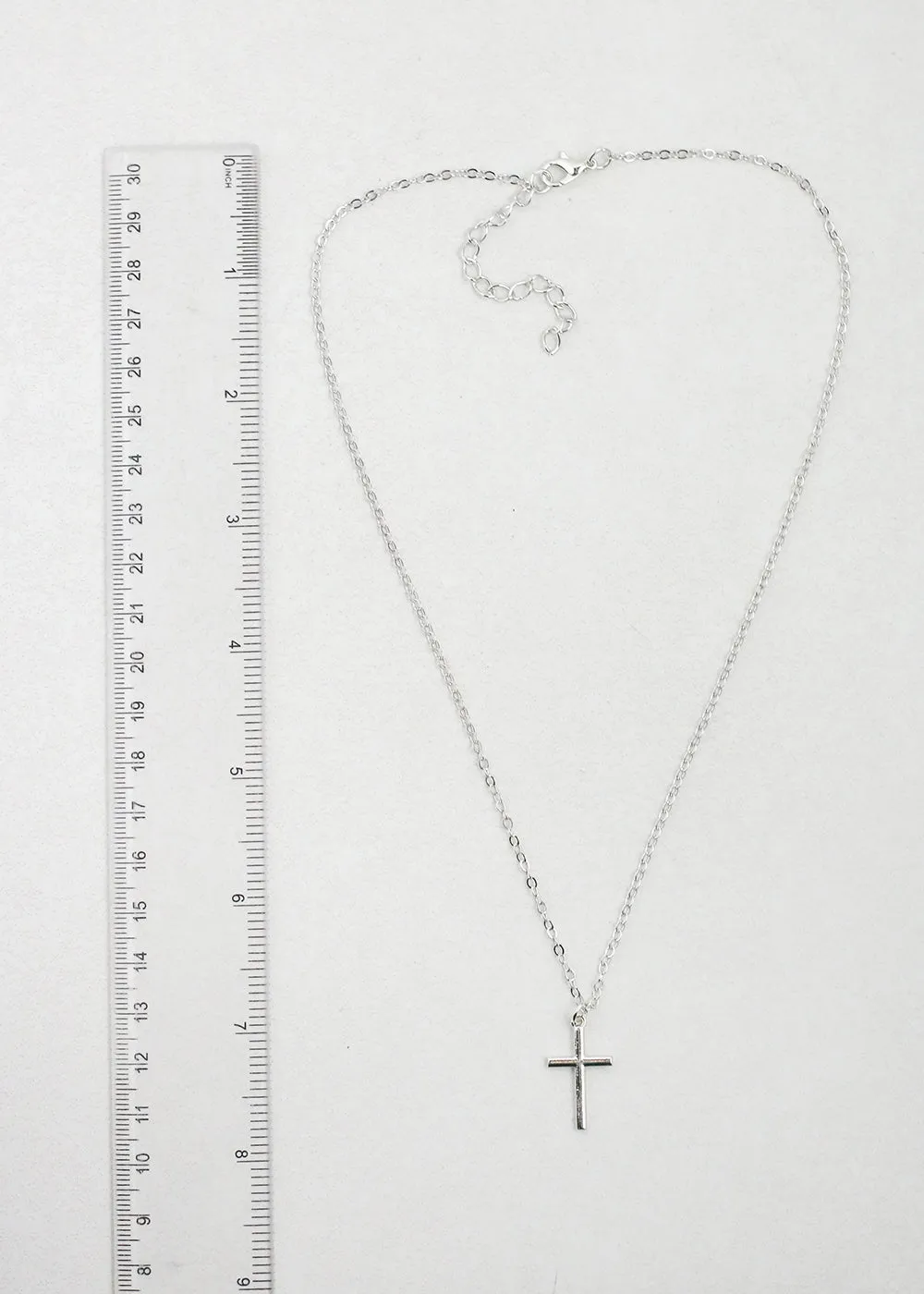 Silver Cross Necklace & Earrings Set