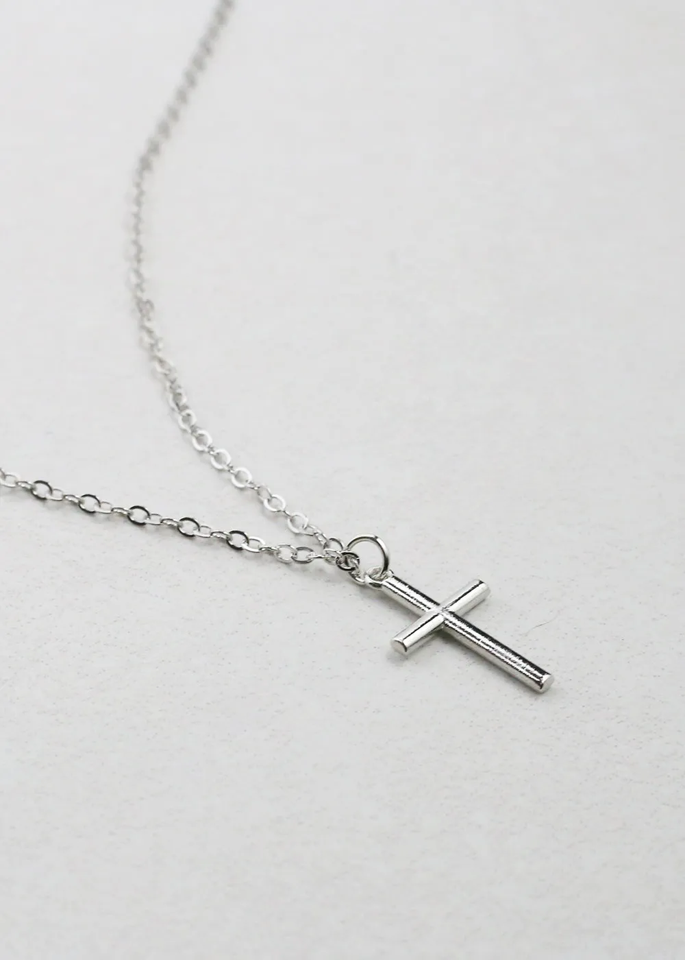 Silver Cross Necklace & Earrings Set