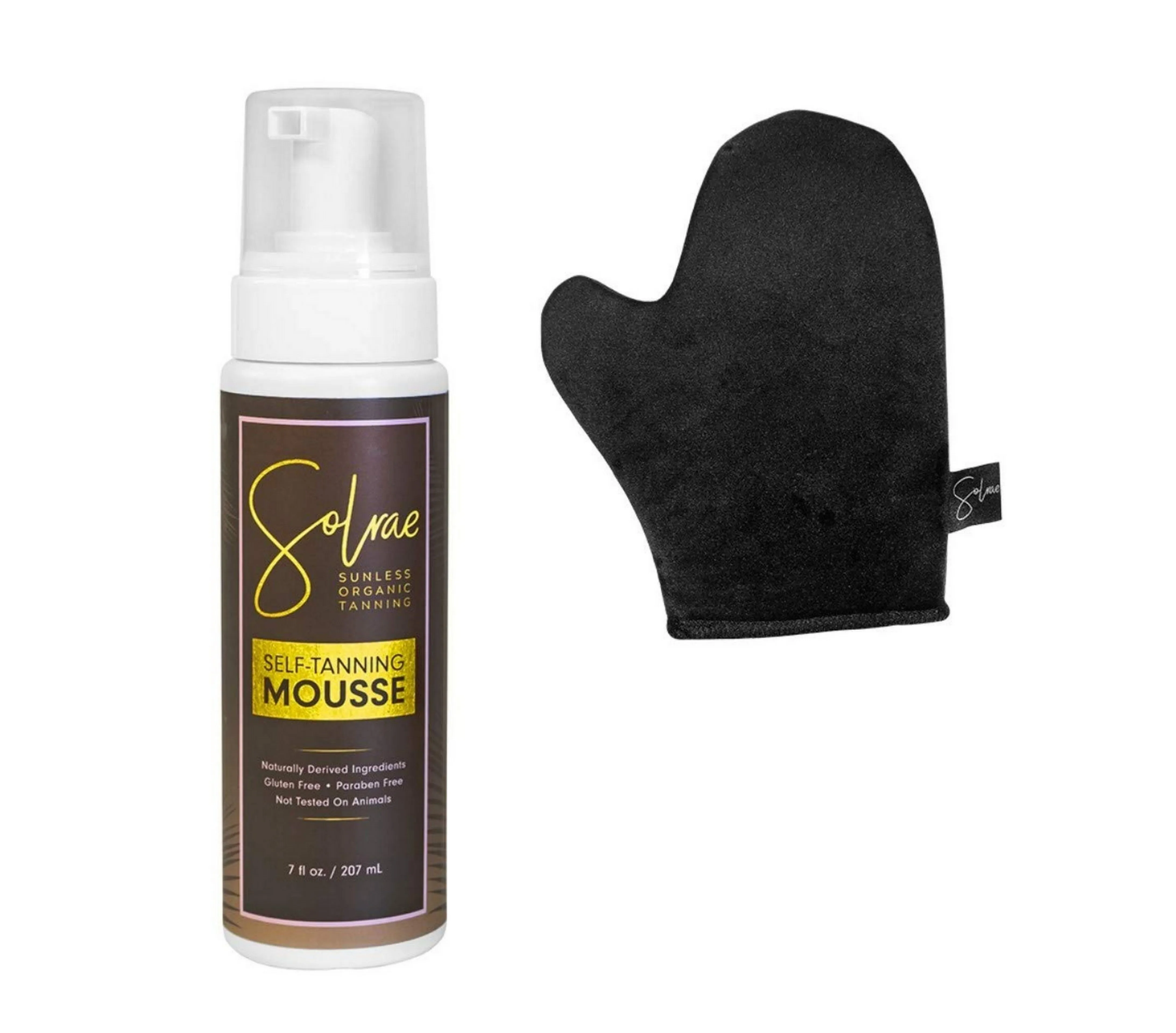 Solrae Sunless Organic Self Tanning Mousse 7 Ounce With Applicator Mitt