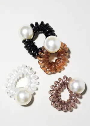 Spiral Hair Tie with Pearl