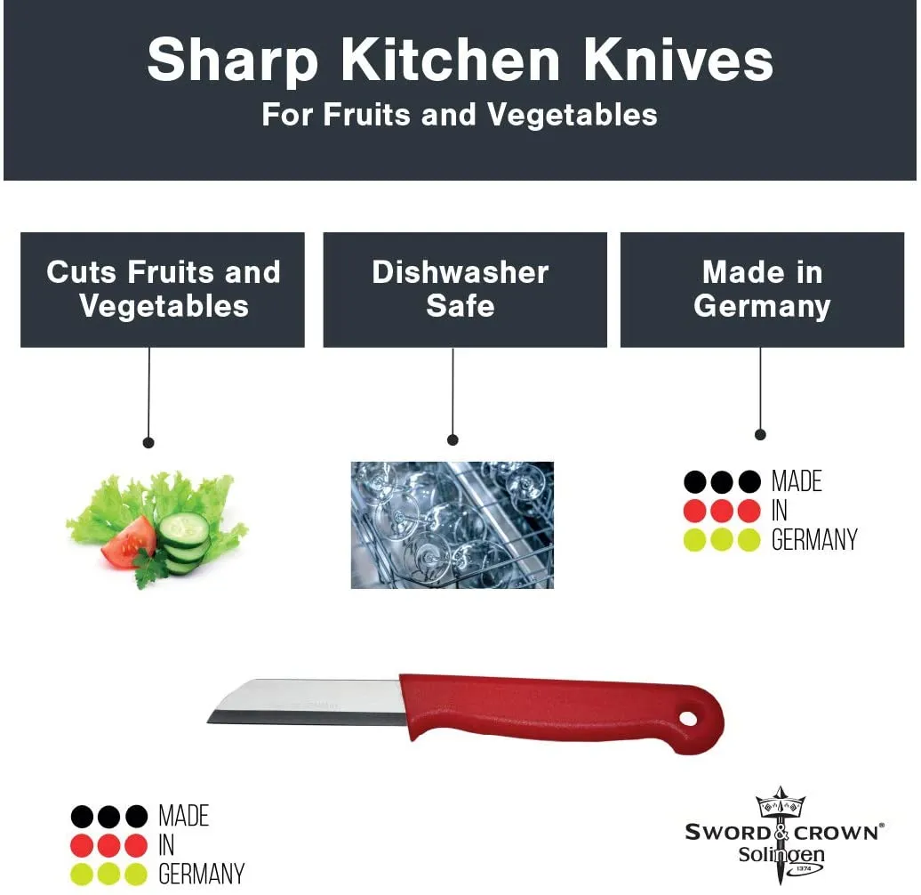 Sword & crown vegetable knife 6 cm red 10 pieces