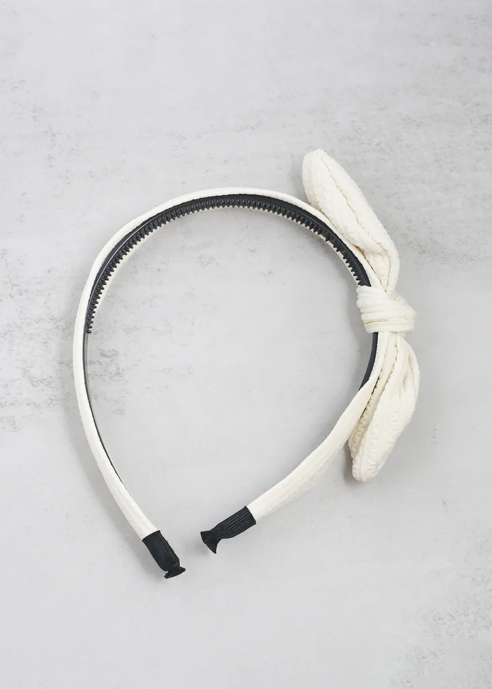 Textured Fabric Knotted Bow Headband