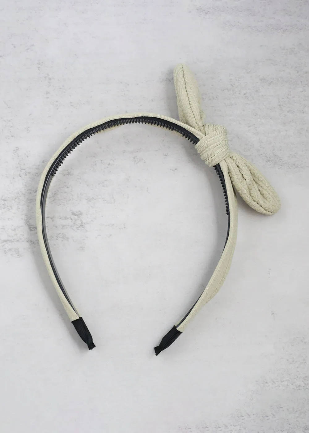 Textured Fabric Knotted Bow Headband