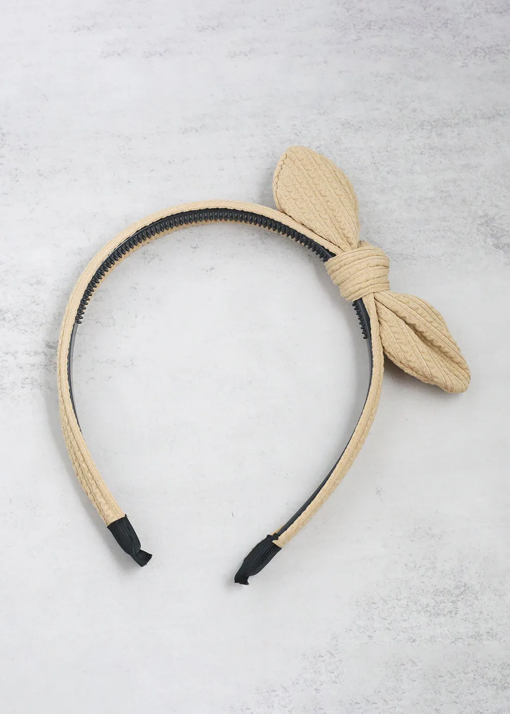 Textured Fabric Knotted Bow Headband